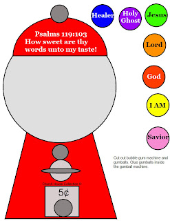 Bubblegum Machine Cut Out Craft  For Psalms 119:103- Sunday School Crafts For Kids