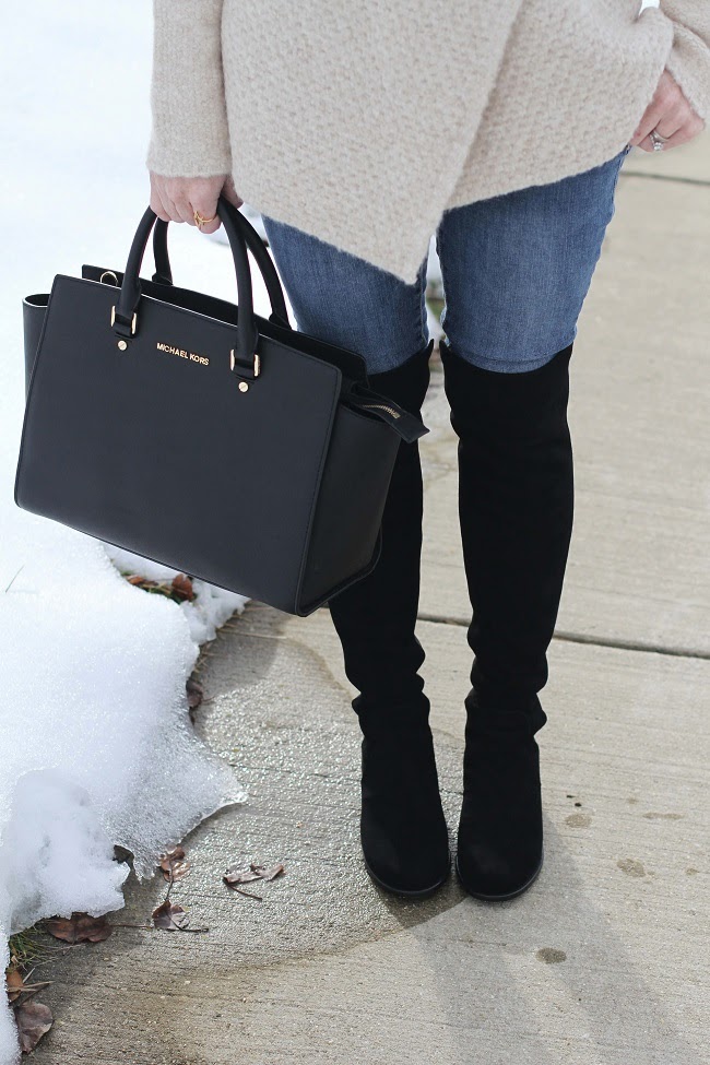 beauty buzz link up, cozy winter style, over-the-knee-boots, stuart weitzman, 