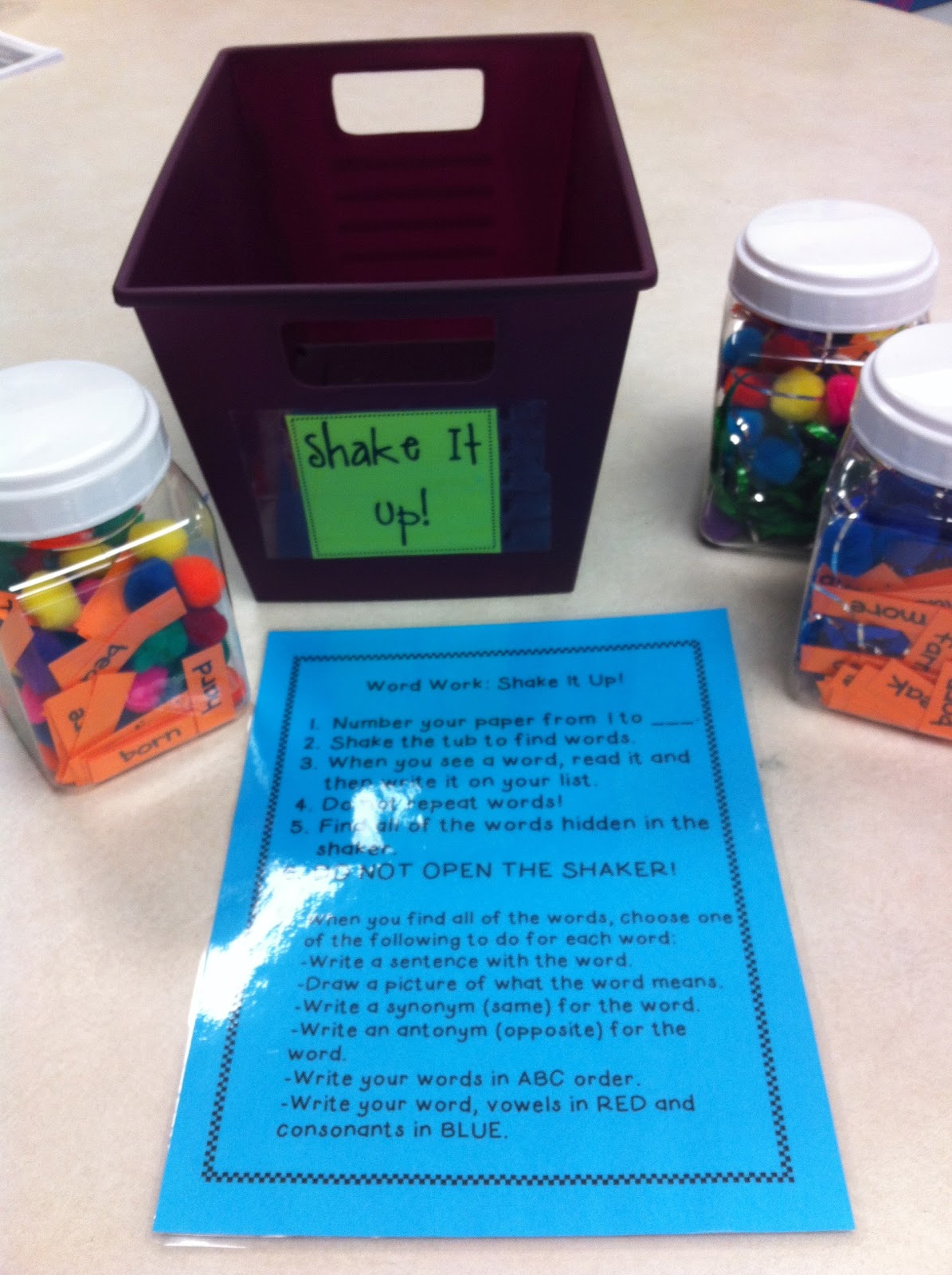 The Common Core Classroom Daily 5 Word Work Tubs