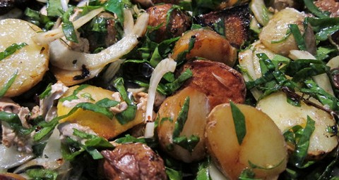 Lemony Roasted Potatoes with Fennel and Spinach