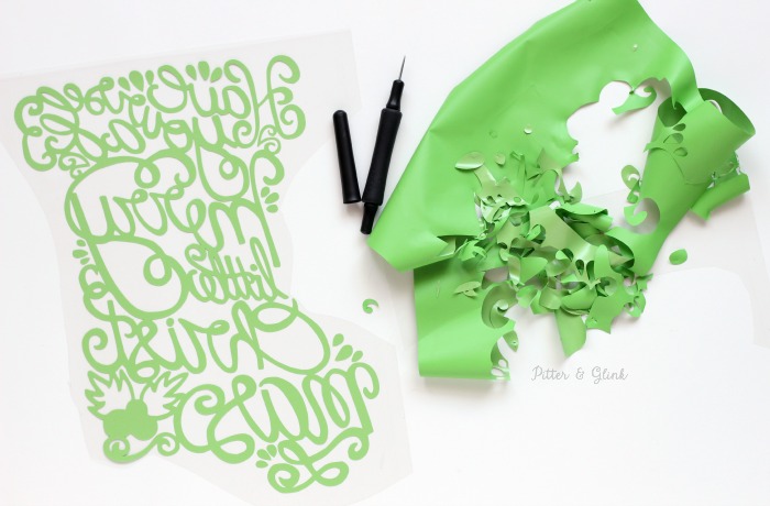 Free Hand-Lettered Christmas Stocking Silhouette Cut File | www.pitterandglink.com