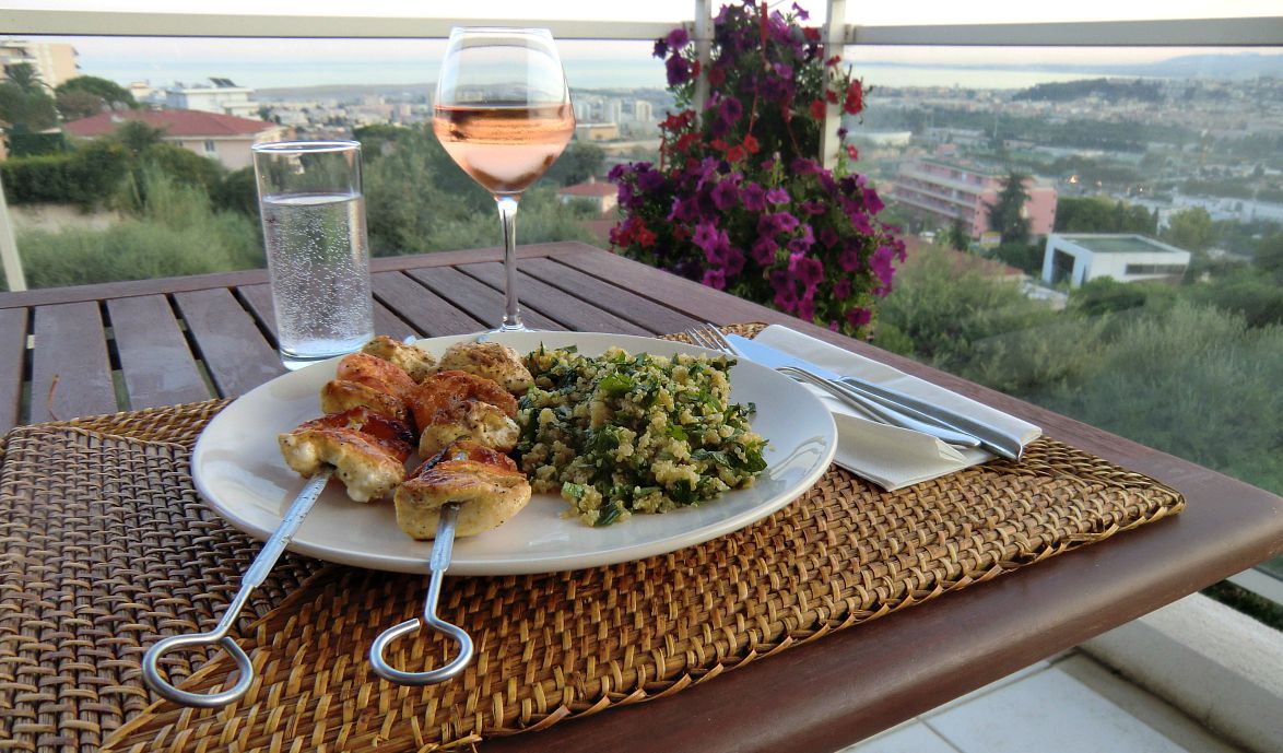 Quinoa tabbouleh with apricots and chicken skewers Hiking and Cooking