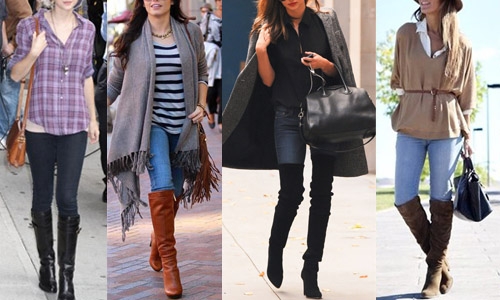 vestido justo com bota cano alto