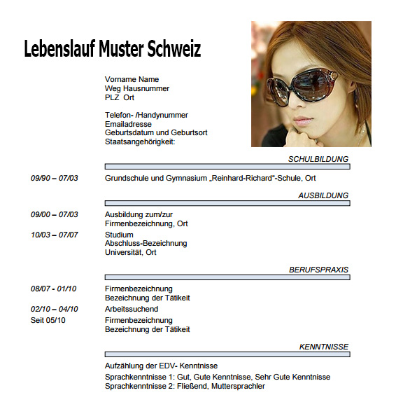 Lebenslauf Muster Schweiz Dokument Blogs Lebenslauf Muster Schweiz Dokument Blogs