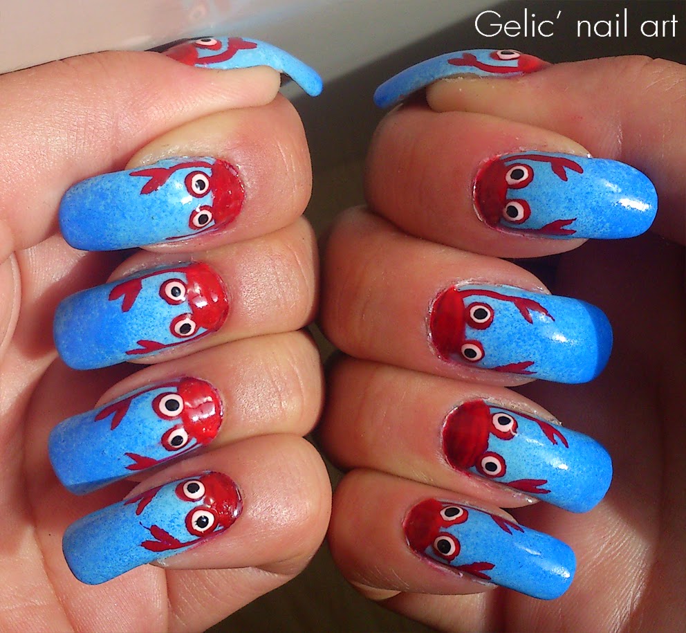 Gelic' nail art Crab nail art