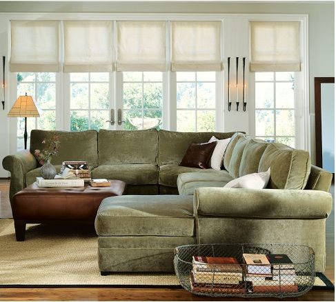 Coastal Family Room With Dark Green Sectional Coastal Family Room With Dark Green Sectional
