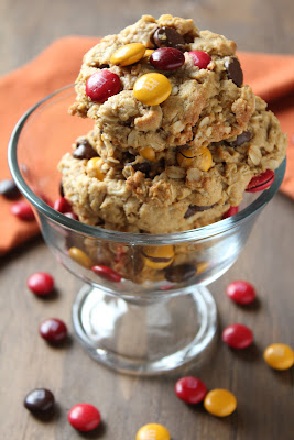 monster cookies with M&M's for Halloween
