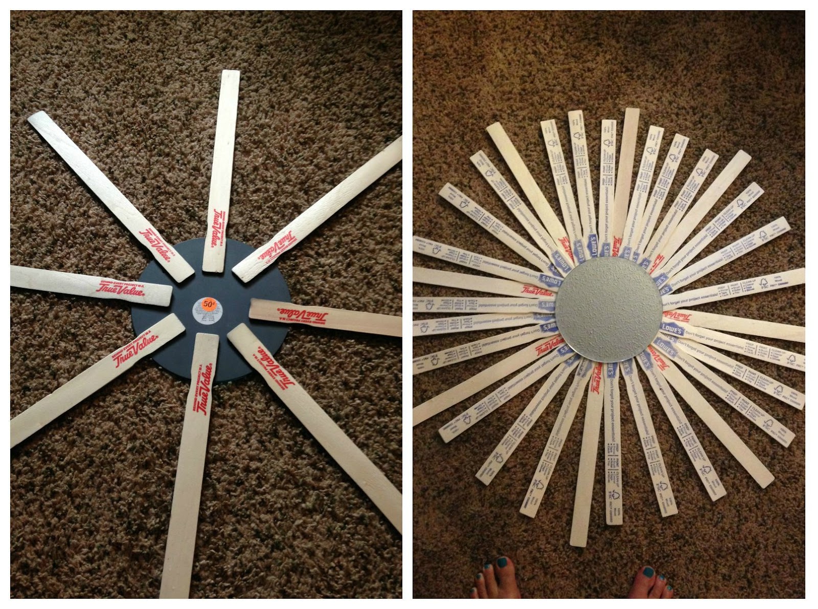 DIY Sunburst Mirror from Paint Sticks Call Life Crazy