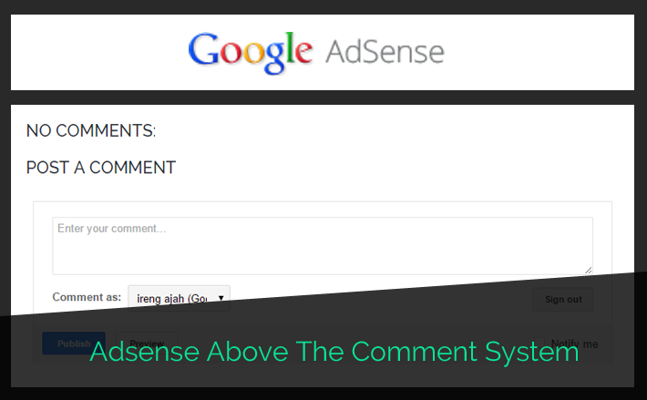 how to add adsense above the comment