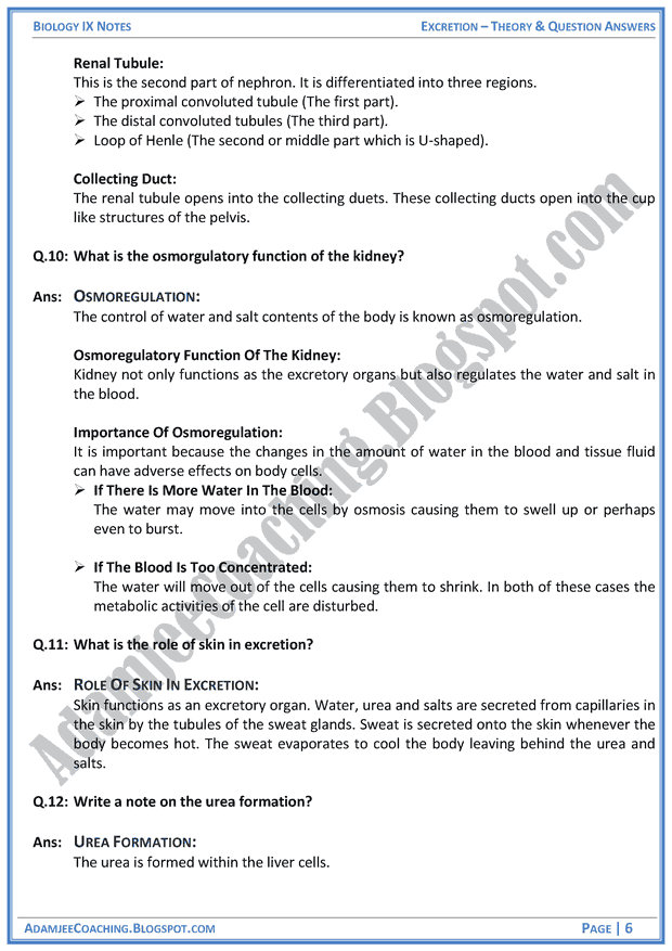 excretion-theory-notes-and-question-answers-biology-notes-for-class-9th