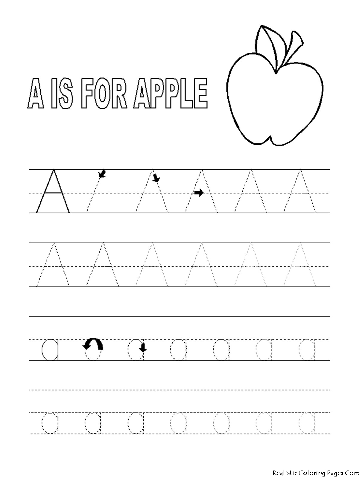 A Letters Alphabet Coloring Pages | Realistic Coloring Pages