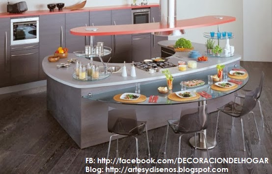 Diseño de cocinas con barras originales y funcionales : decoración ... Decoracion de barras desayunadoras