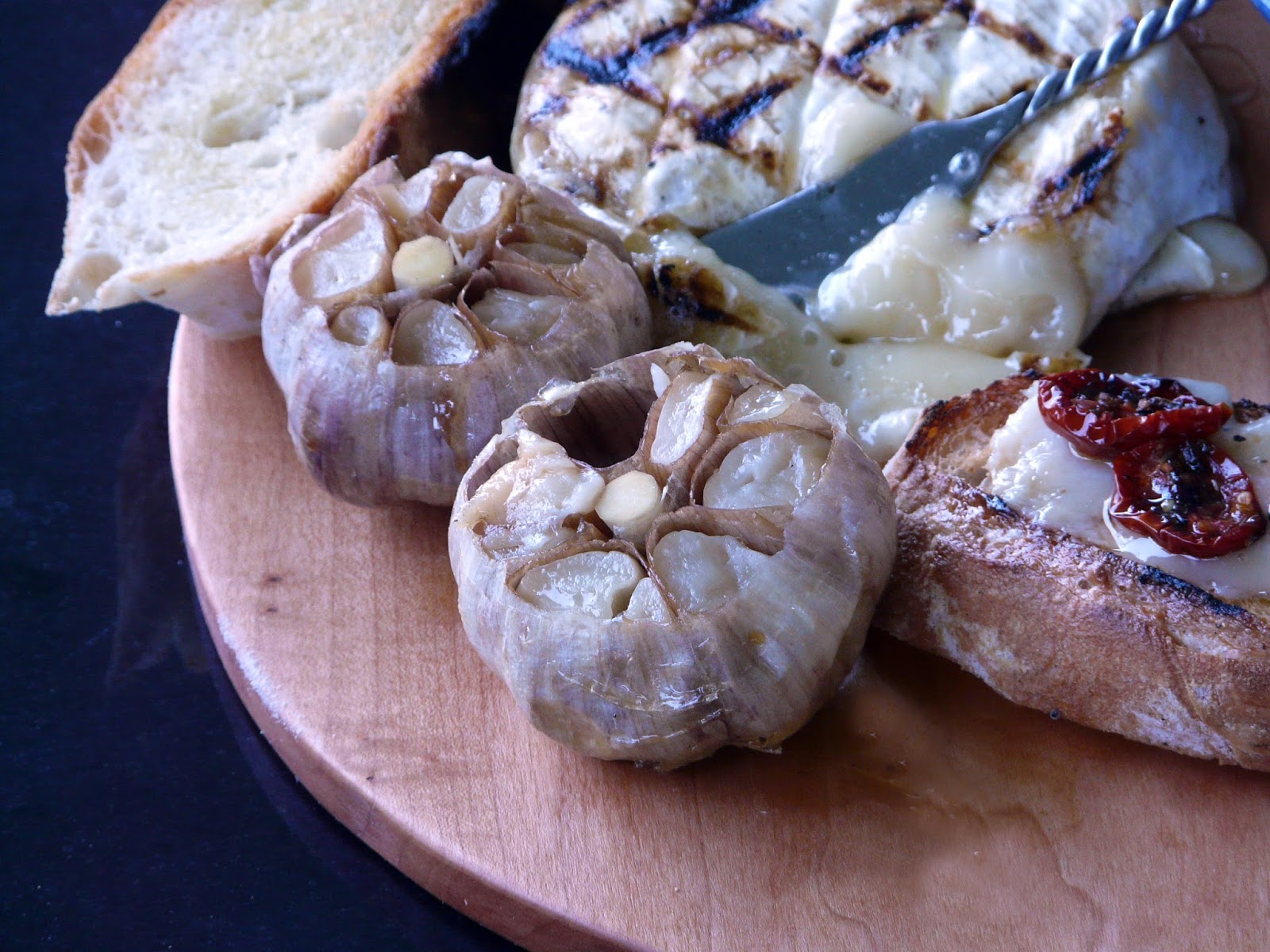 Thibeault's Table Grilled Brie with Baked Garlic and Roasted Cherry