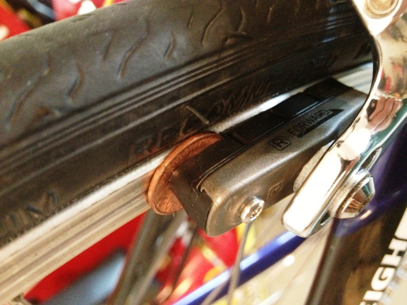 stickboybike Setting up new brake pads on a road bike.