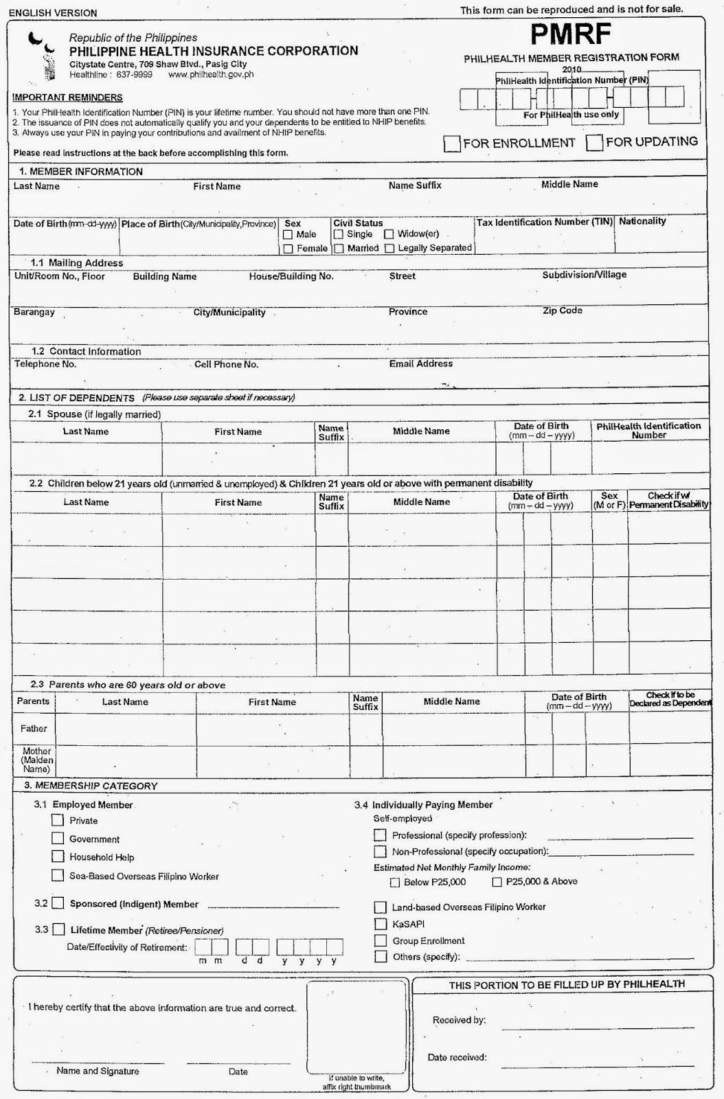 journals of learning and adventure philhealth member registration pmrf form