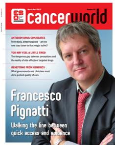 Cancer World 65 - March & April 2015 | TRUE PDF | Bimestrale | Medicina | Salute | NoProfit | Tumori | Professionisti
The aim of Cancer World is to help reduce the unacceptable number of deaths from cancer that is caused by late diagnosis and inadequate cancer care. We know our success in preventing and treating cancer depends on many factors. Tumour biology, the extent of available knowledge and the nature of care delivered all play a role. But equally important are the political, financial, bureaucratic decisions that affect how far and how fast innovative therapies, techniques and technologies are adopted into mainstream practice. Cancer World explores the complexity of cancer care from all these very different viewpoints, and offers readers insight into the myriad decisions that shape their professional and personal world.