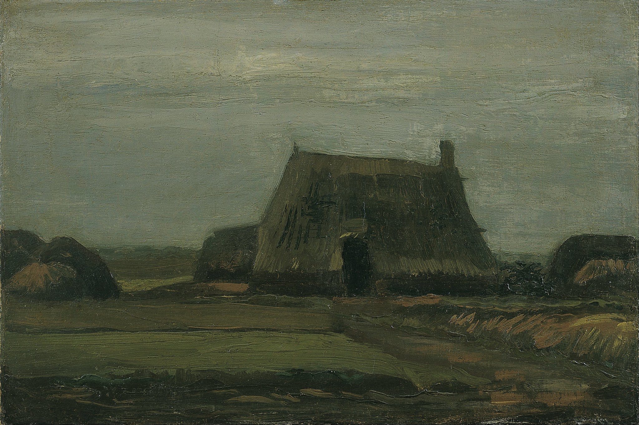 Farmhouse With Stacks of Peat by Vincent van Gogh