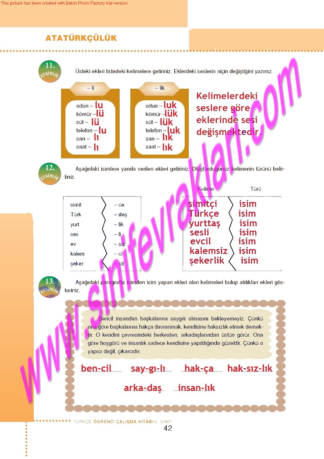 6.Sinif Turkce Doku Yayinlari Ogrenci Calisma Kitabi Sayfa 42 - DERS