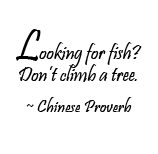 Looking for fish?
 Don’t climb a tree. 
~ Chinese Proverb