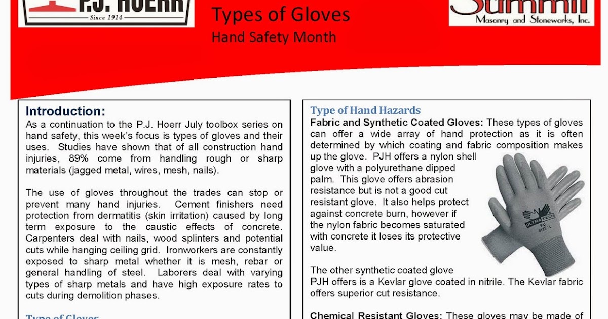 P.J. Hoerr, Inc. P.J. Hoerr & Summit Masonry Weekly Toolbox Talk