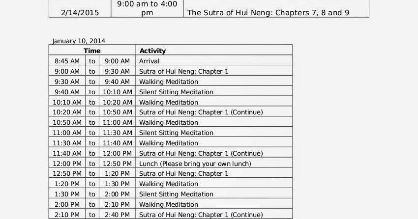 meditation schedule example retreat schedule template