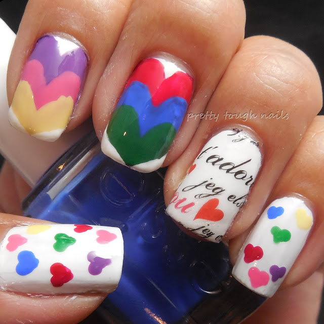 Rainbow Hearts Nail Art