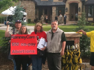 Bob and friends preparing to protest a Romney fundraiser