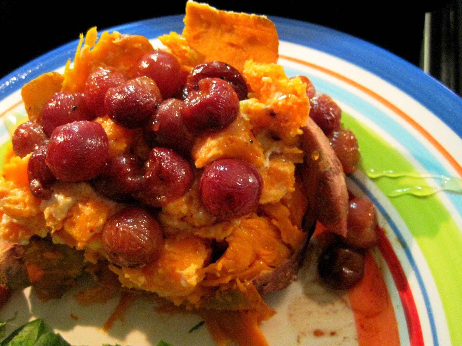 Roasted Grape and Goat Cheese Sweet Potatoes Kayl Chips