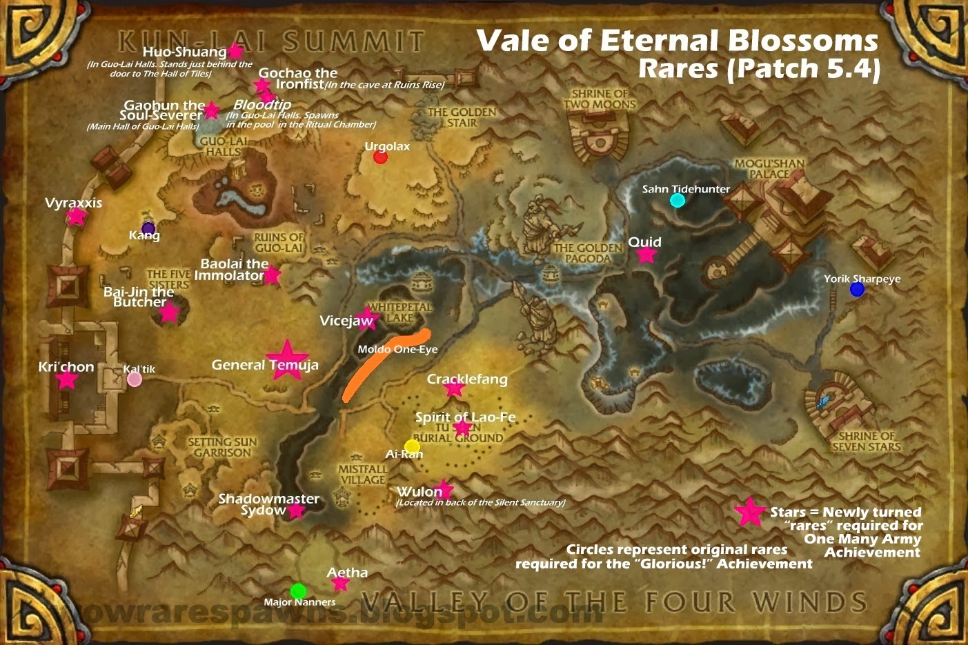 WoW Rare Spawns Vale of Eternal Blossoms Rares Patch 5.4