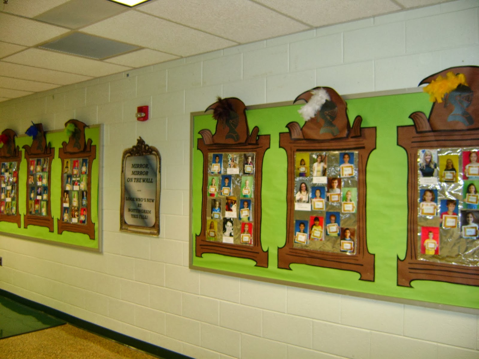 Elementary Counseling Blog Bulletin Boards To Update Our Theme Mirror On The Wall Who Is New At Nottingham This Fall We Used 6 Mirrors With Aluminum Foil Backgrounds And Cut Out Of Knights