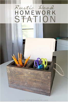 DIY Wood Crate Homework Station LoveGrowsWild.com | DIY Wood Crate Homework Station