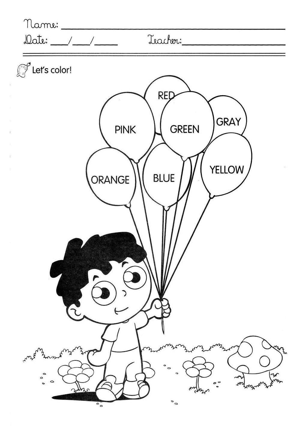 Learning English atividades sobre as cores em inglês