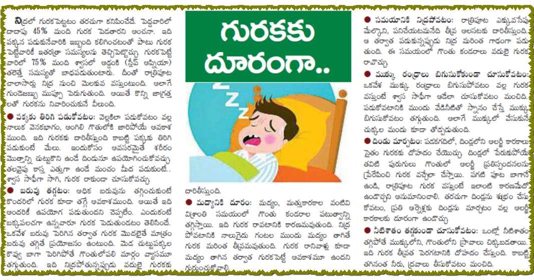 TELUGU WEB WORLD TELUGU ARTICLE ABOUT SNORING DISEASE HOW TO