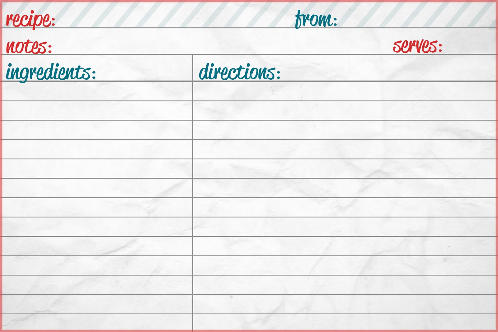 DIY <strong>Recipe</strong> Book (with <strong>Free Printable Recipe Binder Kit</strong>!) Free blank recipe card template
