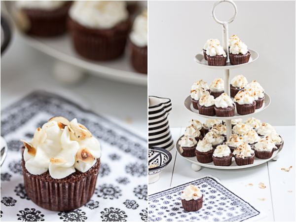 Amalie loves Denmark Mini-Schokoladen-Cupcakes mit Haselnuss-Splittern