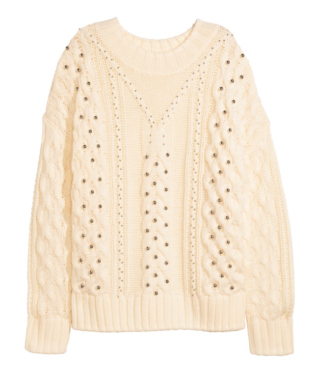 cf. Alexander Wang 2015 AW White Beaded Cable-Knit Sweater 
