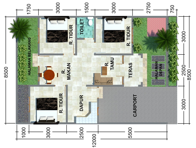 13 Gambar rumah sederhana 3 kamar tidur