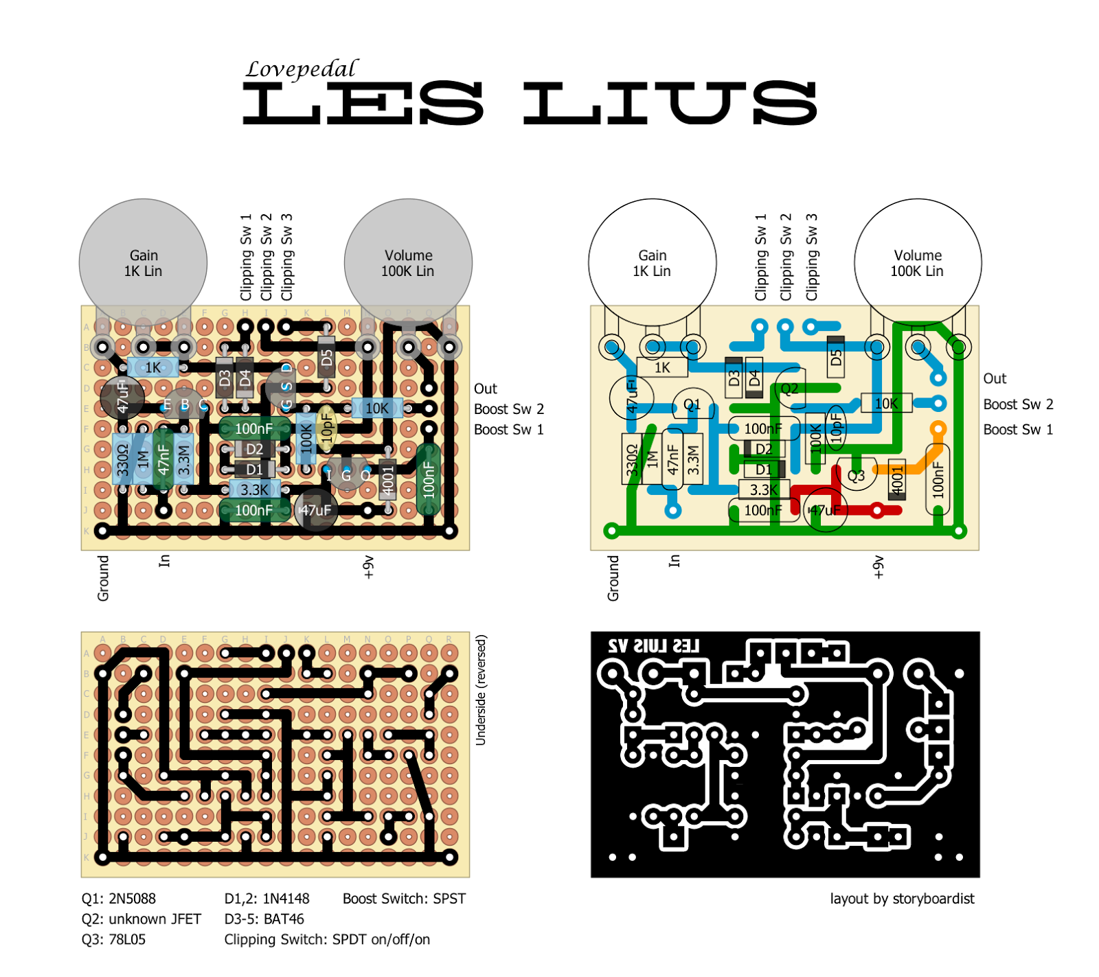 Perf and PCB Effects Layouts: Lovepedal Les Lius