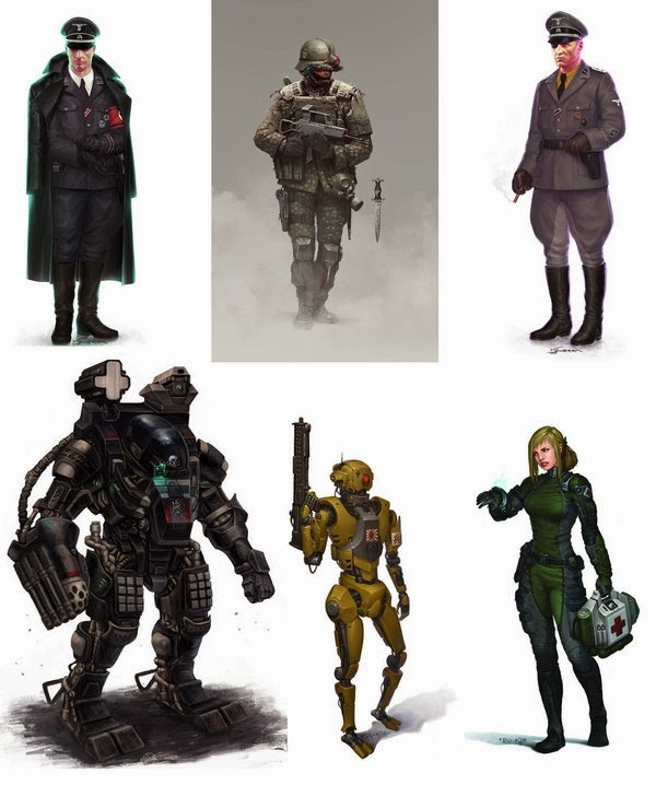 Ilustraciones de seis personajes de Walküre.