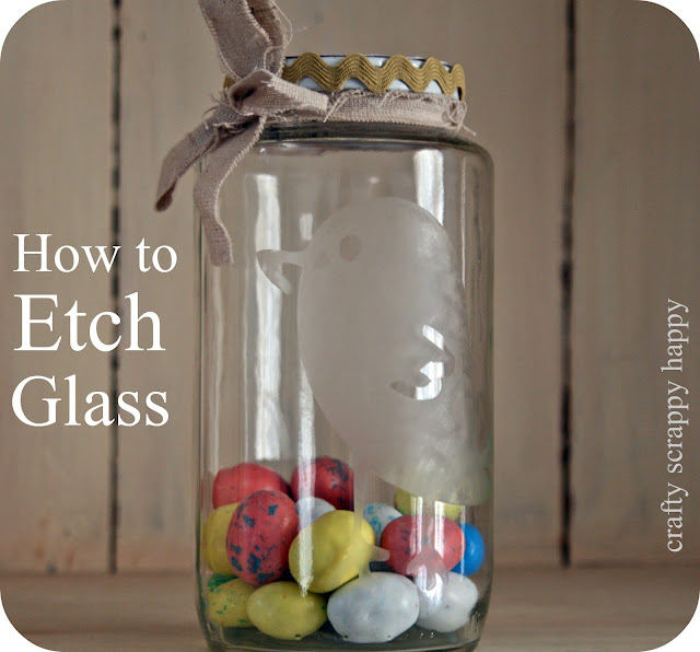 Crafty, Scrappy, Happy Candy Jar Etching