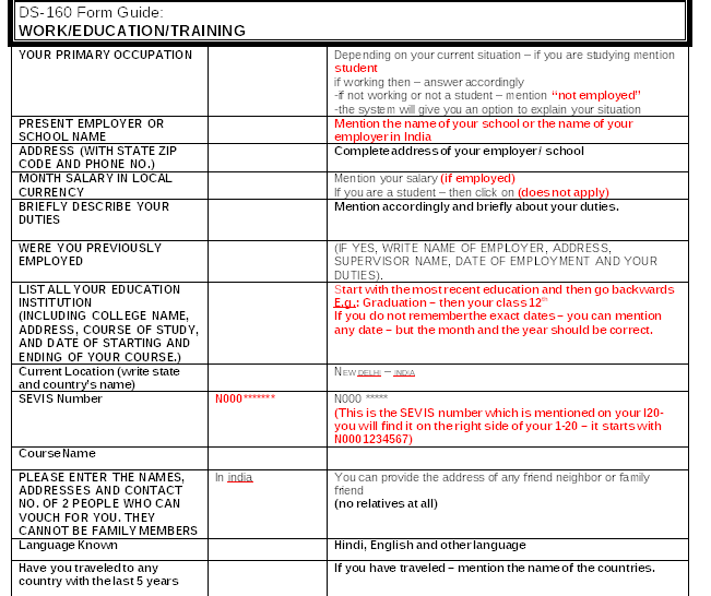ds 160 guidelines printable version ds 160 printable form