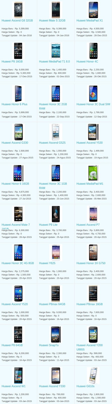 Daftar Harga Hp Huawei Februari 2016 Daftar Harga Hp Huawei Februari 2016