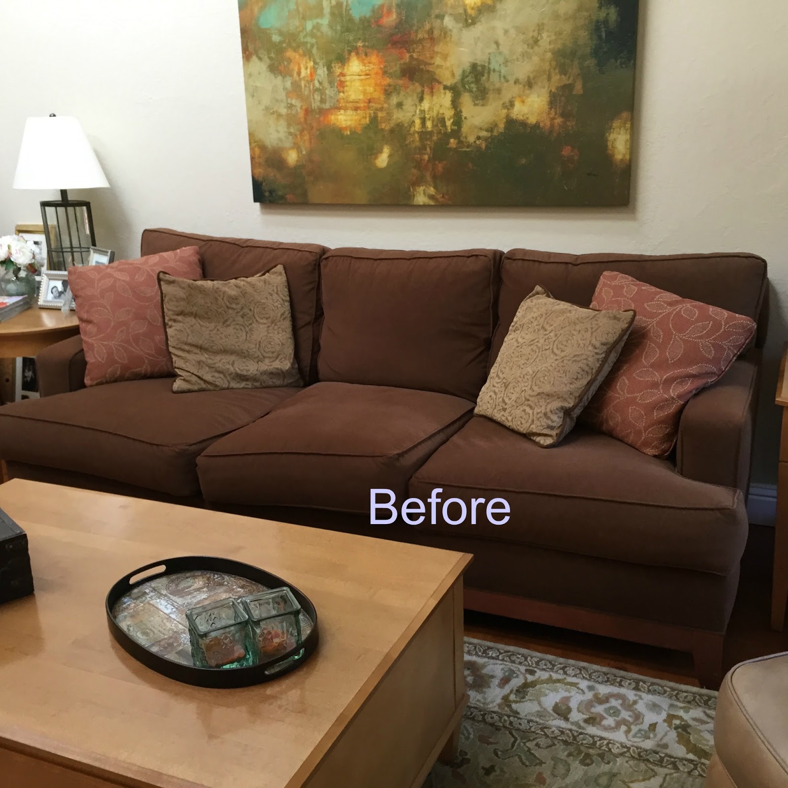 Casual Home Decor brown couch blues: mini-makeover before and after | classic Casual Home Decor brown couch blues: mini-makeover before and after | classic