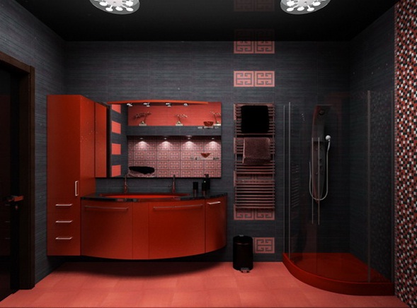 decora y disena: Diseño de Baño Rojo y Negro