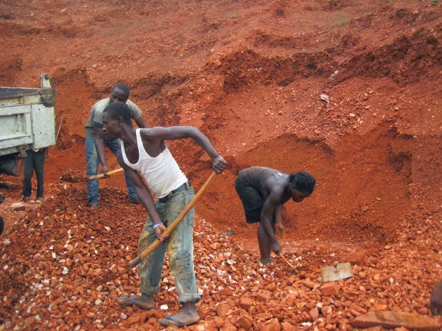 Stone extraction and loading.