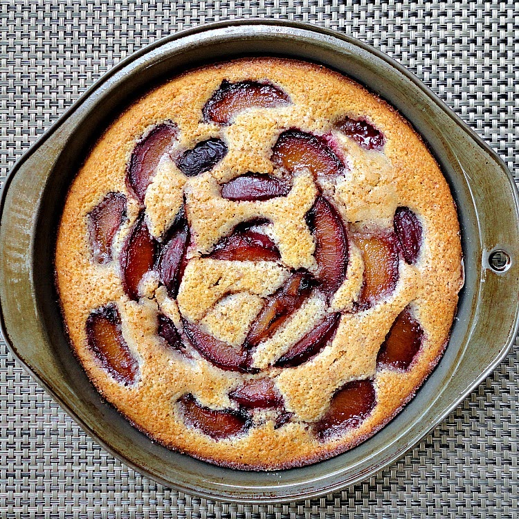 wine poached plum almond cake bonheur cuisine