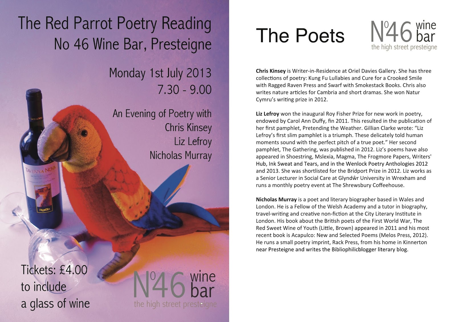 The Bibliophilic Blogger: Bring out the Red Parrot: Poetry in Powys