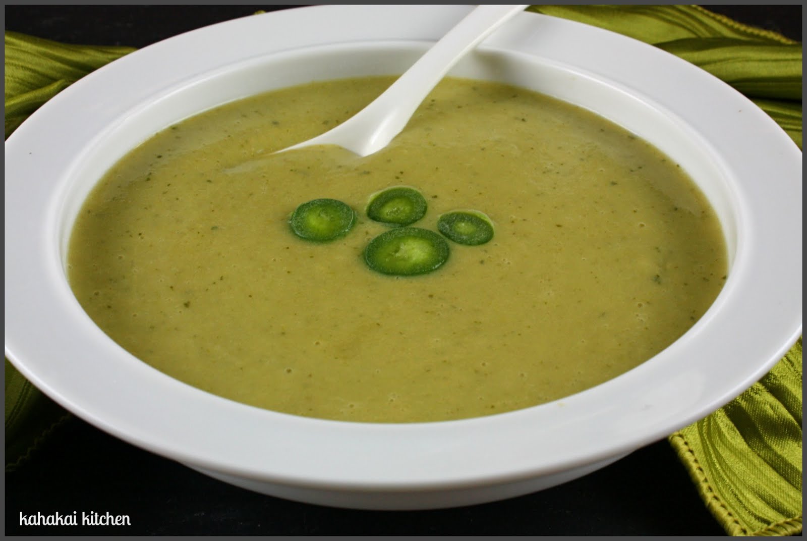 Kahakai Kitchen Green Soup (IndianSpiced Creamy Pea Soup) for Souper