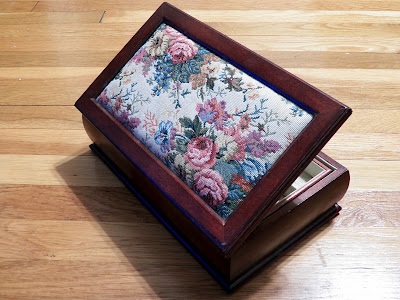 Retro jewelry box with a tapestry lid - $7.99 from Goodwill