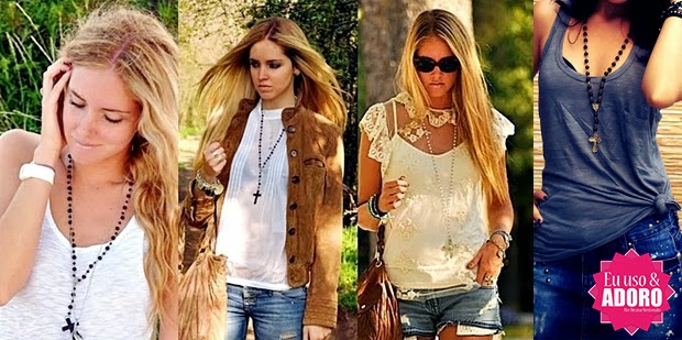Terço no pescoço como acessório - Mulheres Terço no pescoço como acessório - Casual
